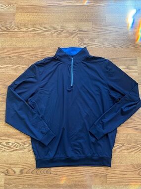 FootJoy Men’s Quarter-Zip Pullover in Navy with Light Blue Trim